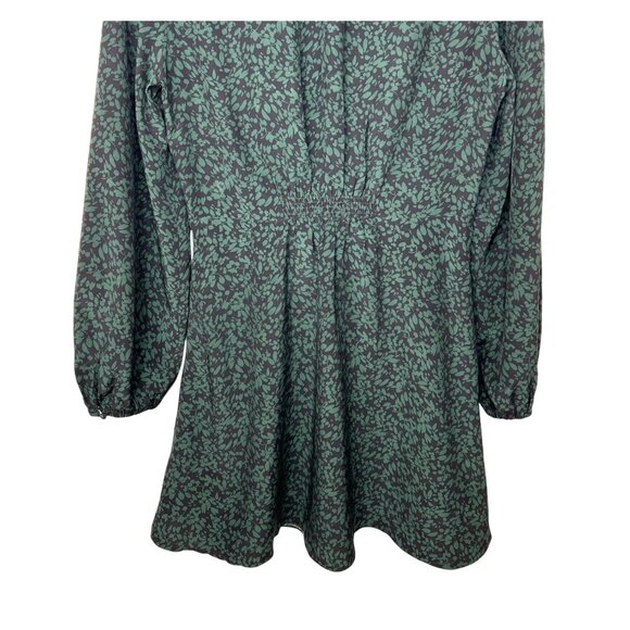 Madewell Long-Sleeve Mini Shirtdress In Floral Green Print Size 8 Womens Dress - Picture 10 of 16